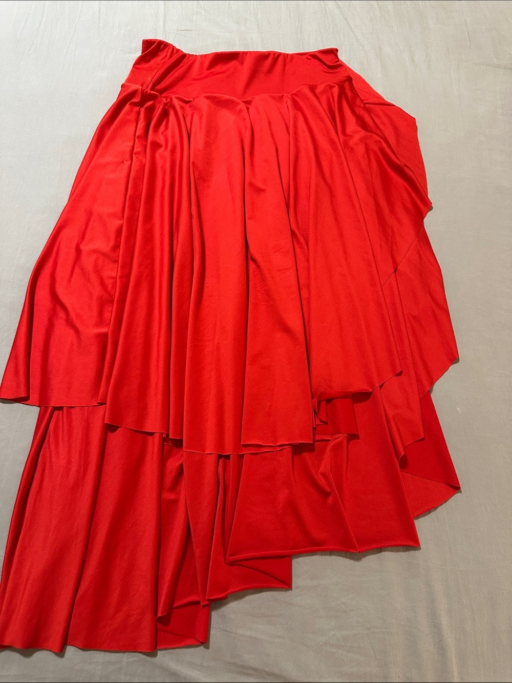Red  Ruffled Asymmetrical Skirt. - Picture 10 of 10